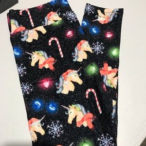 Custom holiday unicorn leggings TC fits 16-20